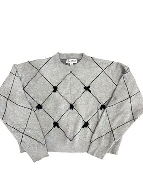 J For Justify Gray Black Bow Argyle Sweater Coquette Preppy Size L